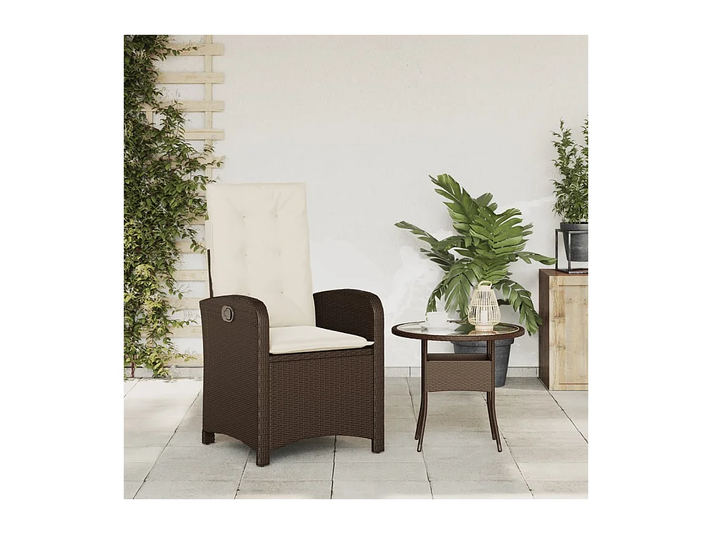 Liggende tuinstoel met bruine kunsthars rieten kussens