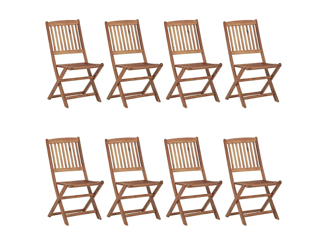 Set di 8 sedie da giardino pieghevoli con cuscini in legno di acacia