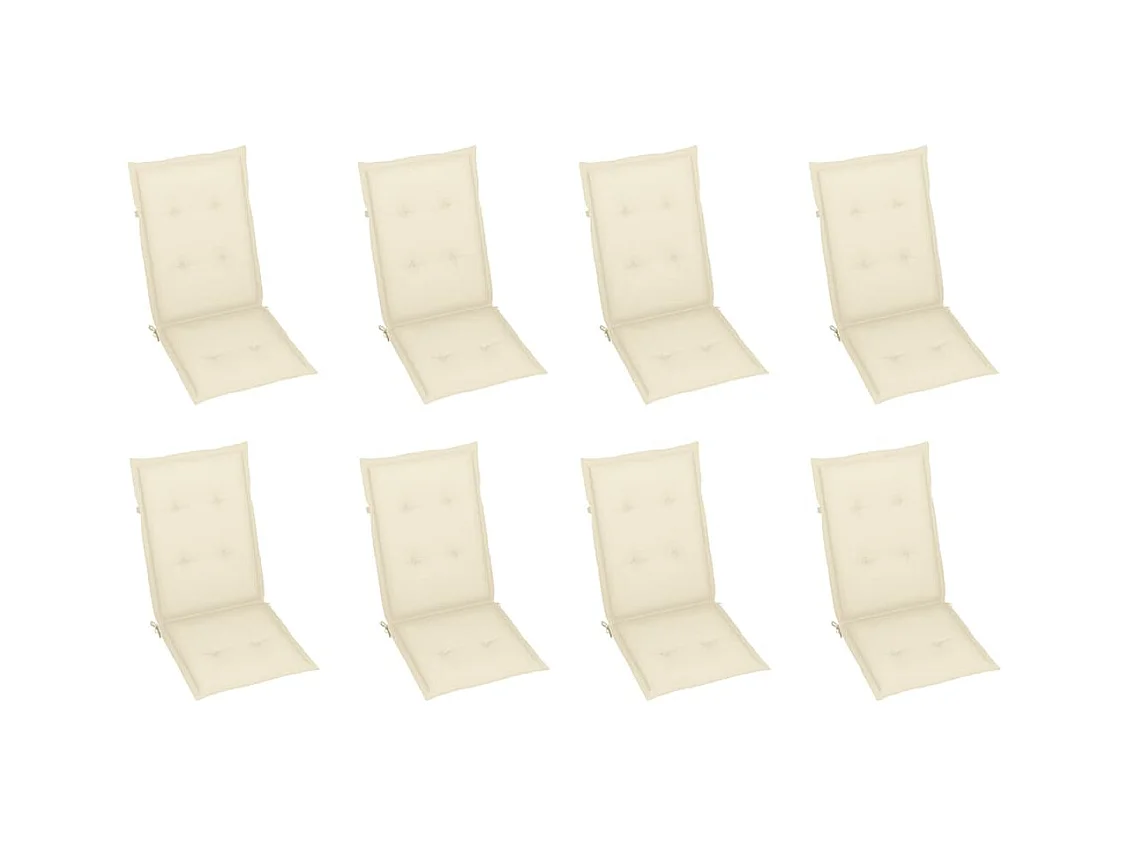 Juego de 8 sillas reclinables de jardín y cojines de teca maciza