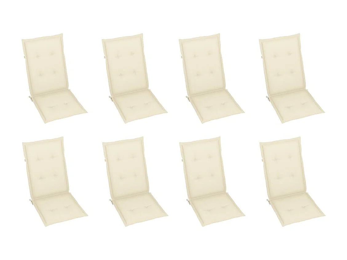 Chaises inclinables de jardin et coussins lot de 8 Teck solide