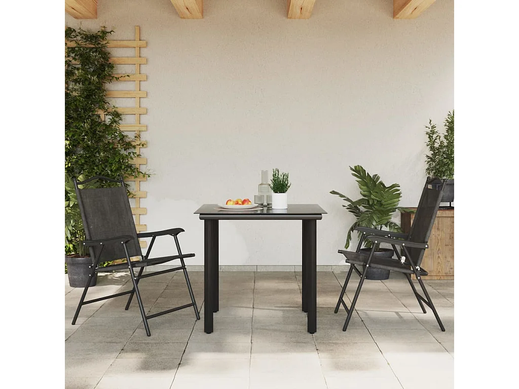 Set di 2 sedie da giardino pieghevoli in acciaio e textilene