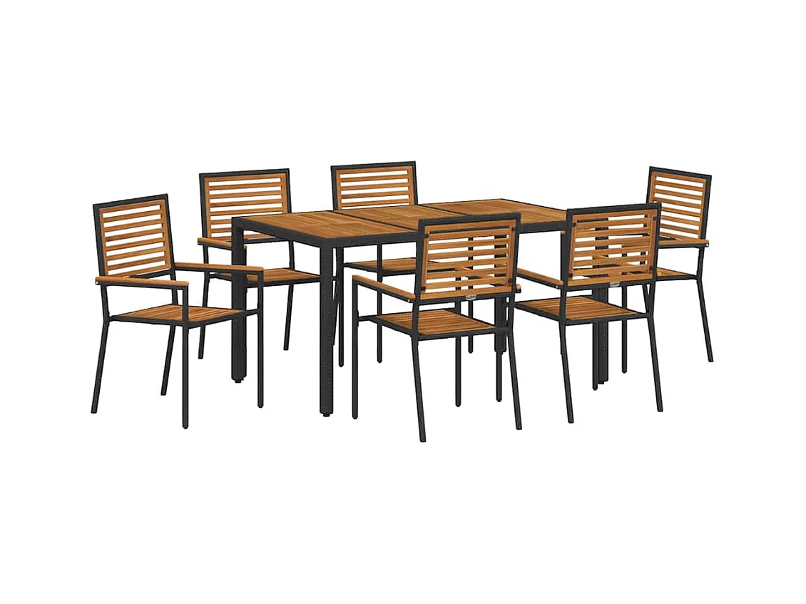 Set da pranzo da giardino 7 pezzi nero