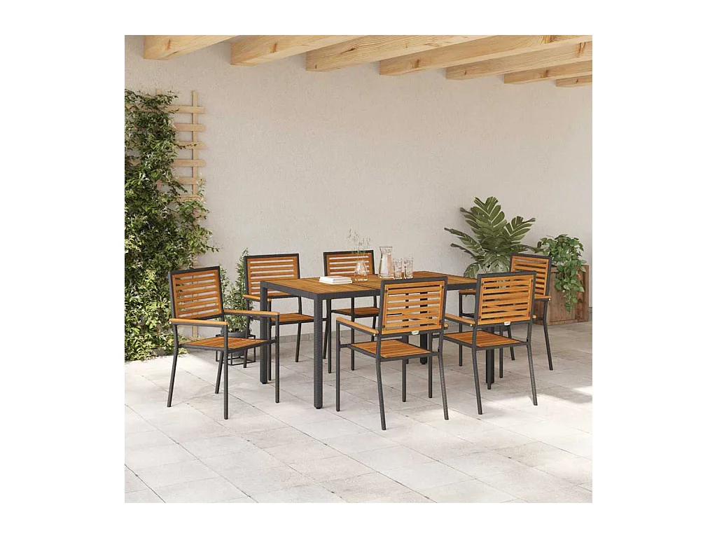 Set da pranzo da giardino 7 pezzi nero