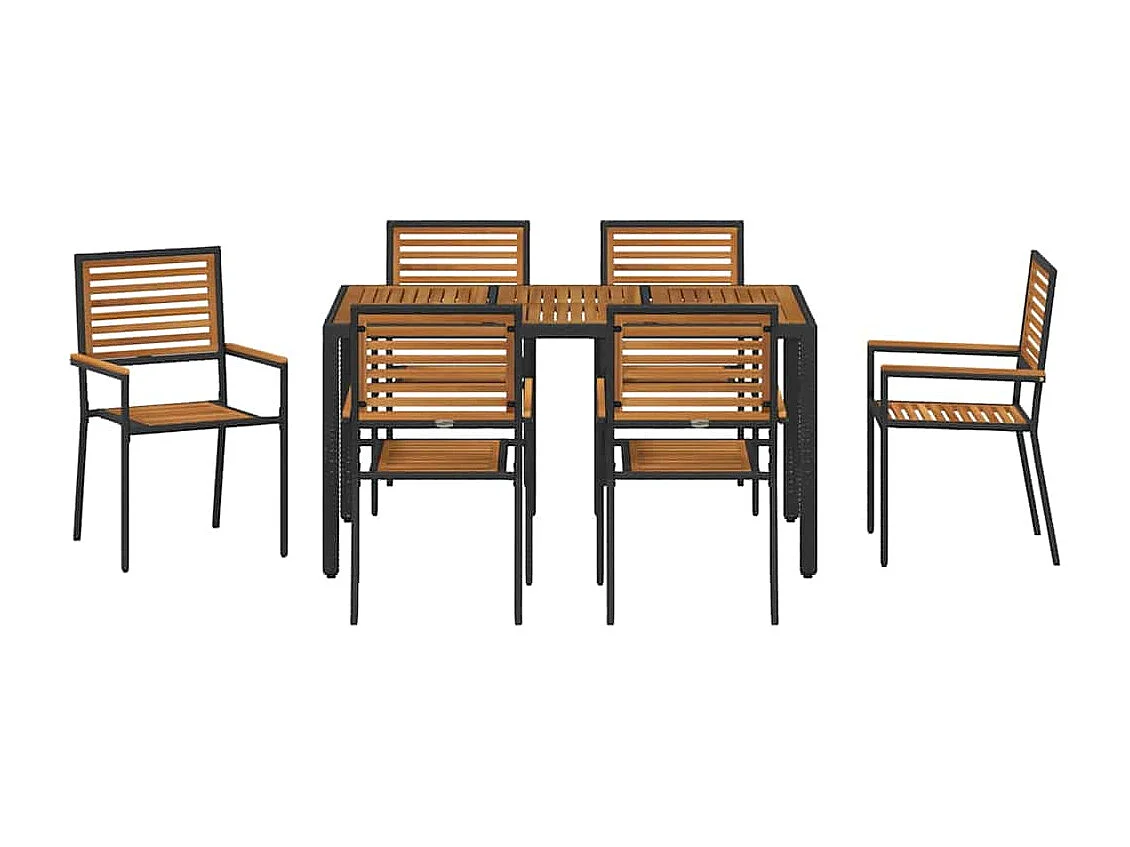 Set da pranzo da giardino 7 pezzi nero