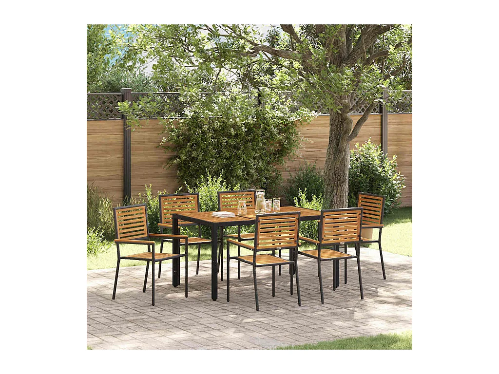 Ensemble de salle à manger pour jardin 7 pcs Noir