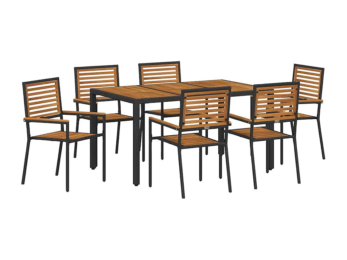 Ensemble de salle à manger pour jardin 7 pcs Noir