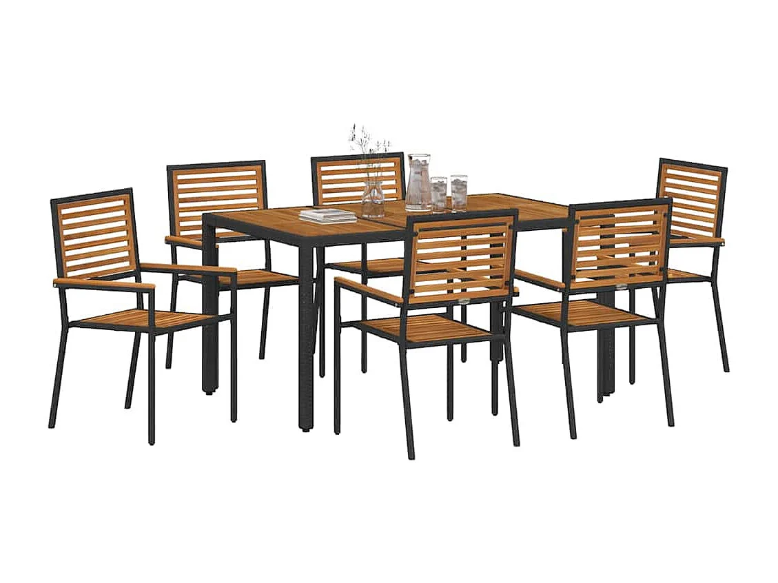 Ensemble de salle à manger pour jardin 7 pcs Noir