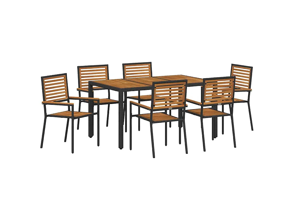 Set da pranzo da giardino 7 pezzi nero
