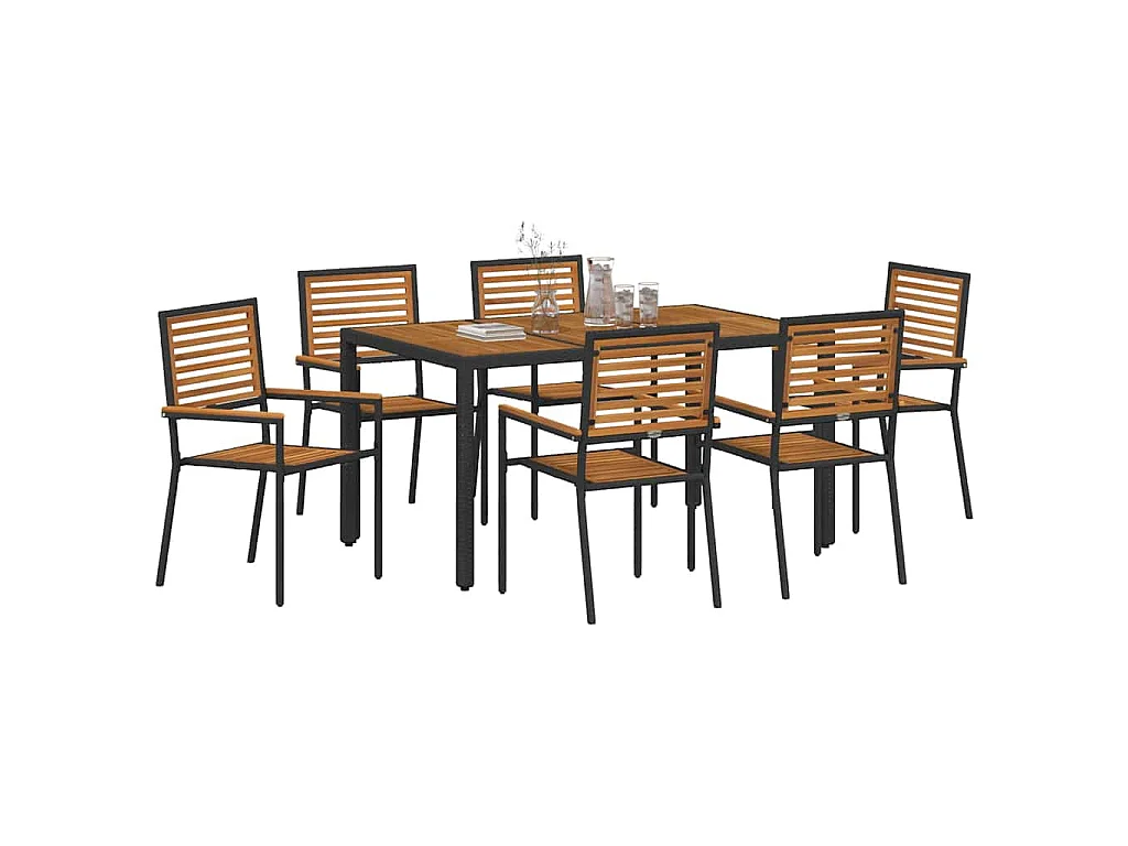 Set da pranzo da giardino 7 pezzi nero
