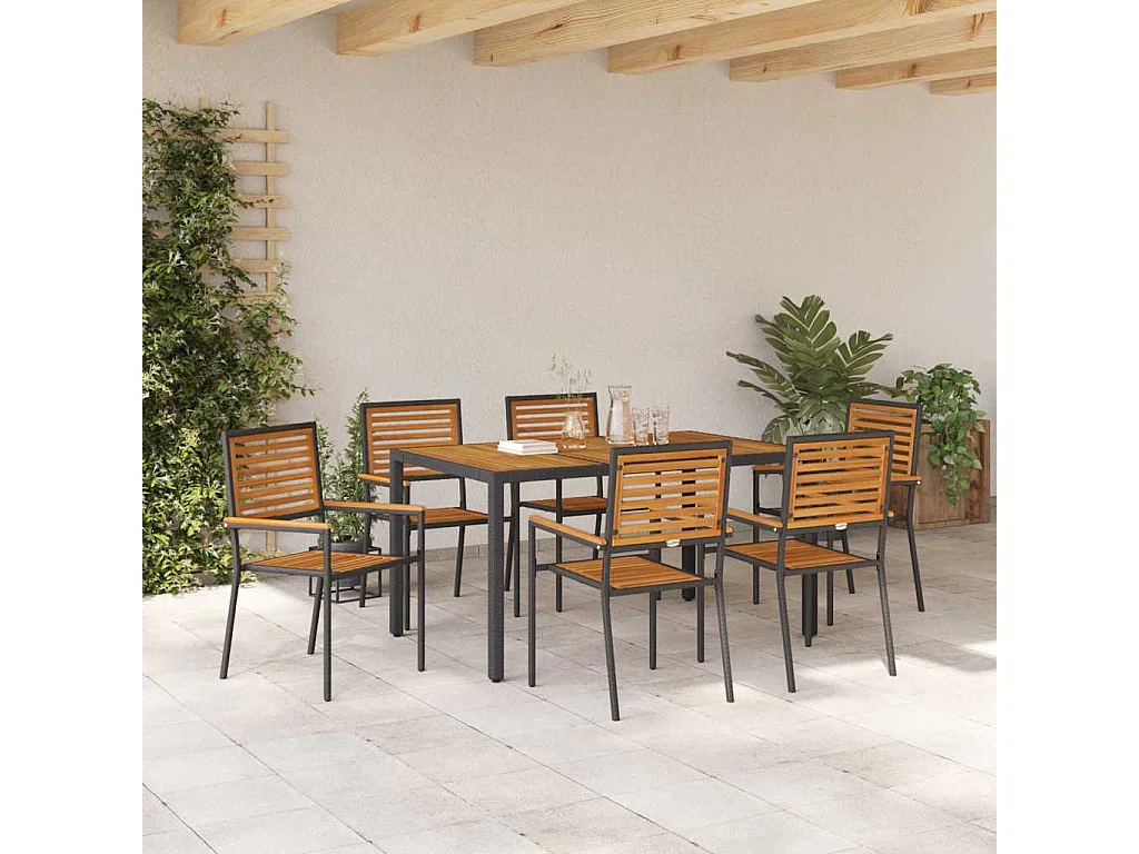 Set da pranzo da giardino 7 pezzi nero