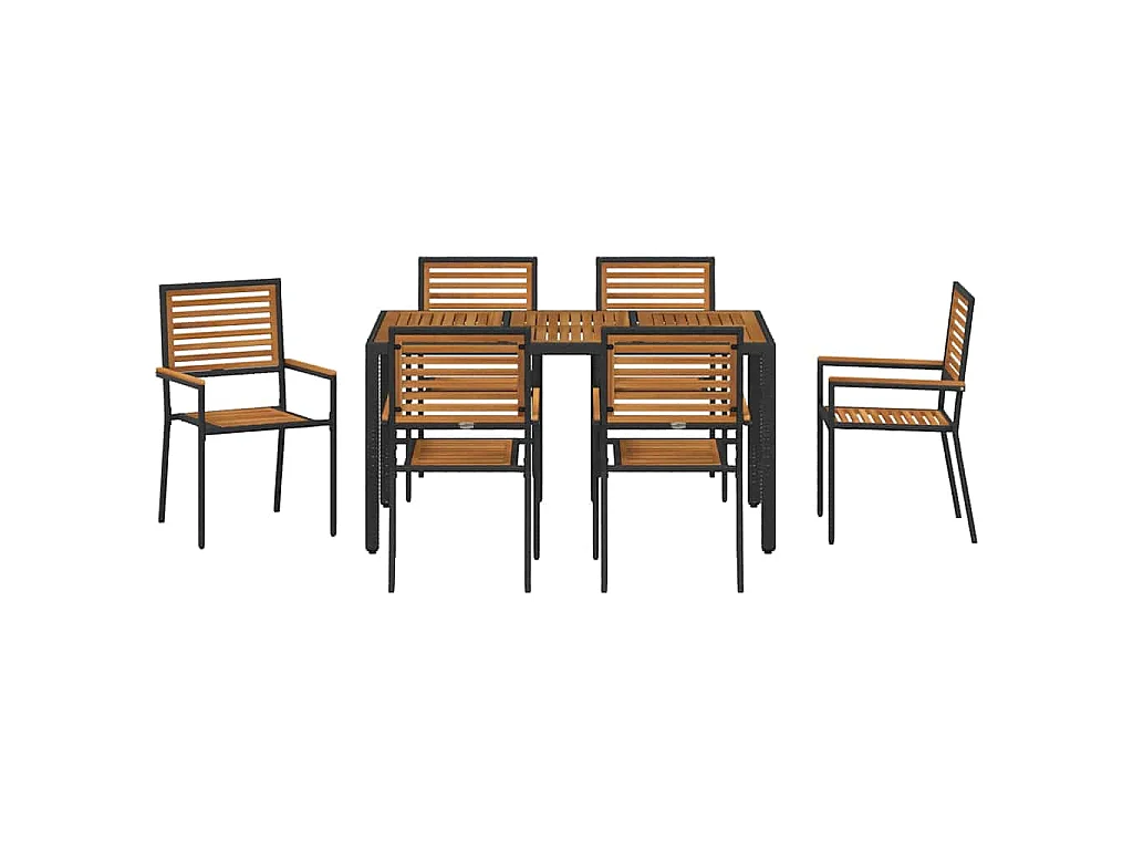 Set da pranzo da giardino 7 pezzi nero