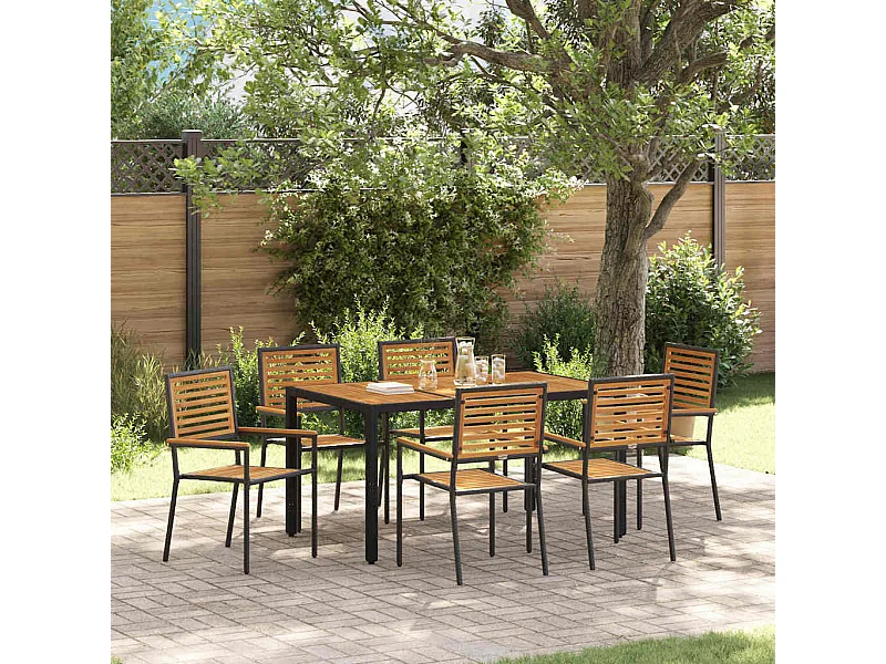 Ensemble de salle à manger pour jardin 7 pcs Noir