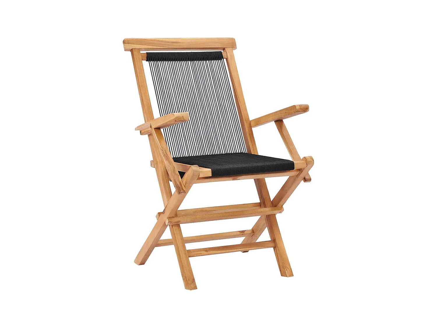 Klappbare Gartenstühle 2er-Set aus massivem Teakholz und Seil