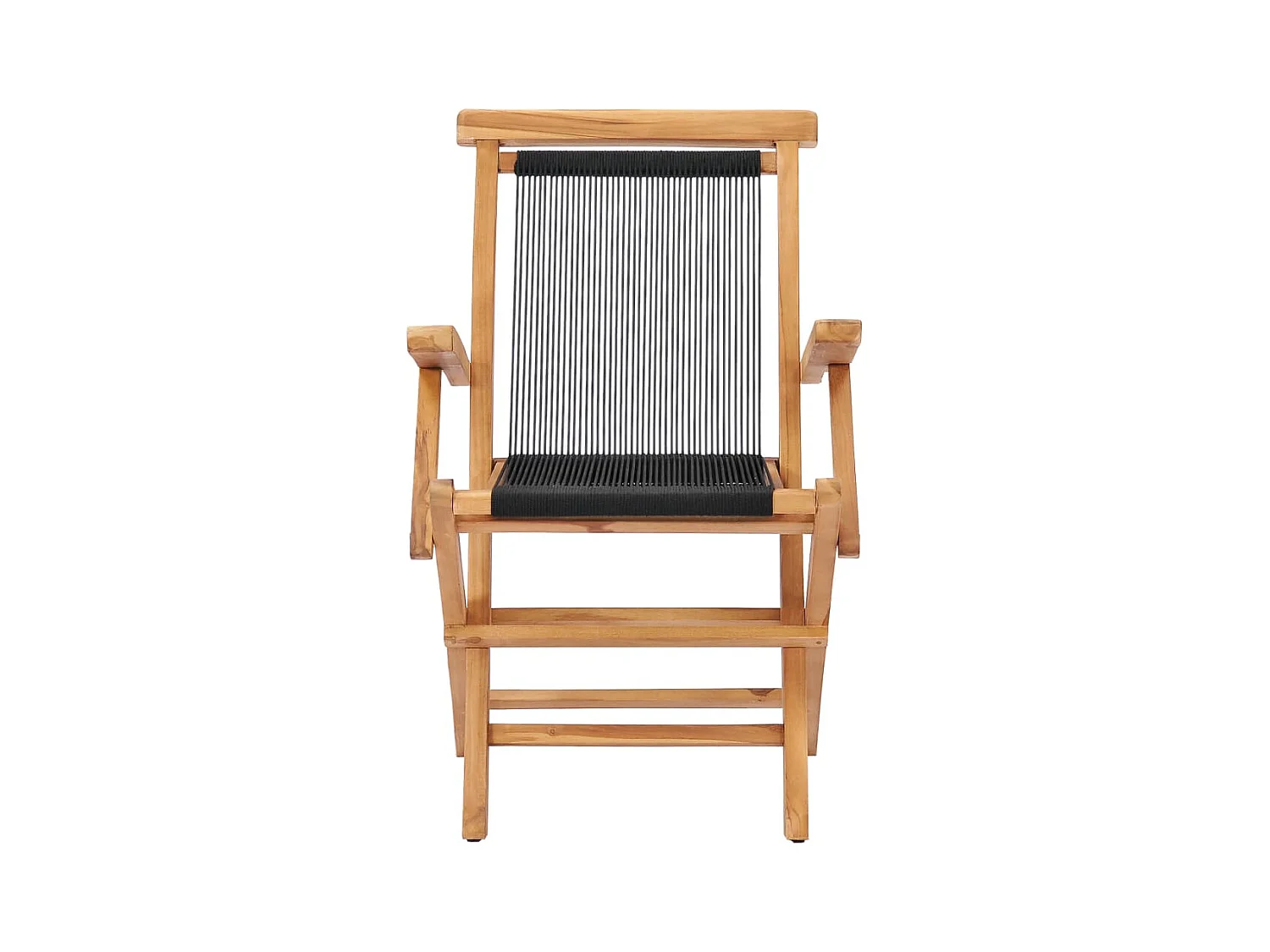 Klappbare Gartenstühle 2er-Set aus massivem Teakholz und Seil