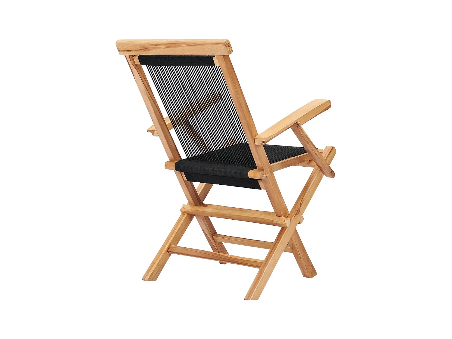 Klappbare Gartenstühle 2er-Set aus massivem Teakholz und Seil