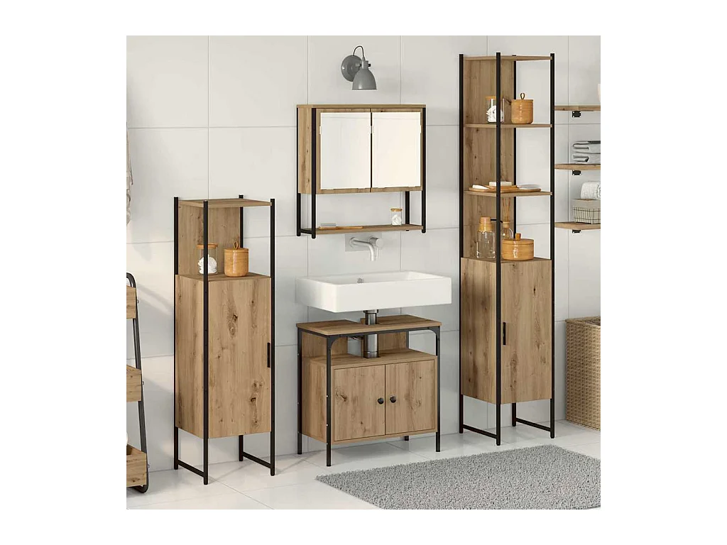 Ensemble de mobilier de salle de bain 4 pcs chêne artisanal