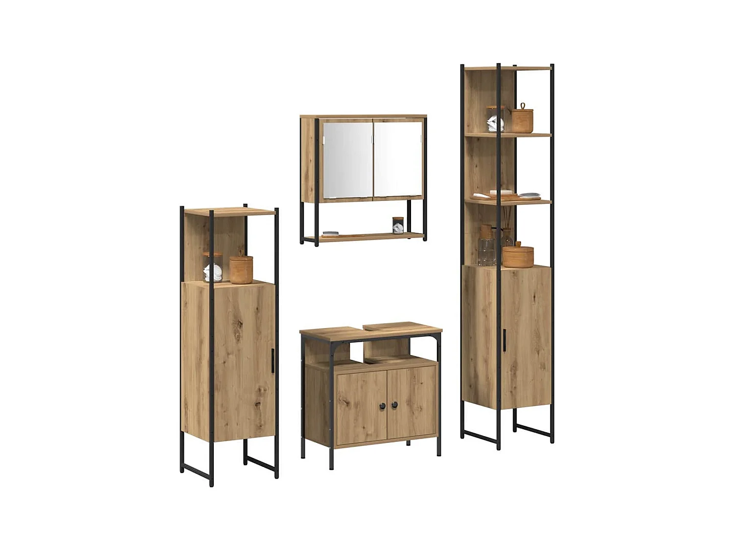 Ensemble de mobilier de salle de bain 4 pcs chêne artisanal