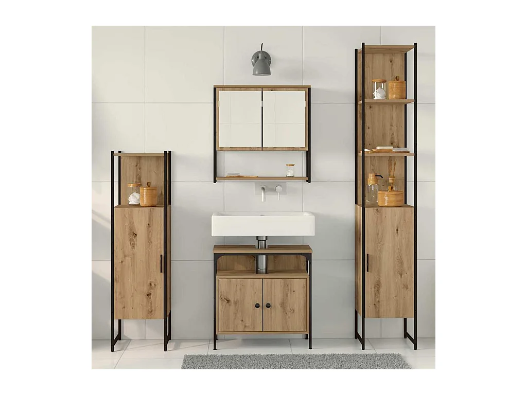 Ensemble de mobilier de salle de bain 4 pcs chêne artisanal