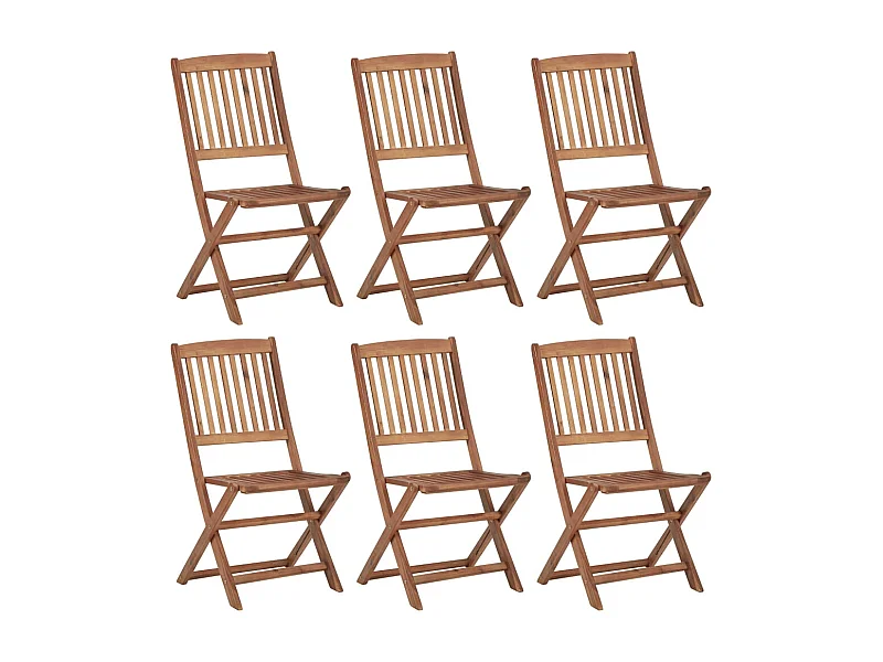 Chaises pliables de jardin lot de 6 Bois d'acacia solide