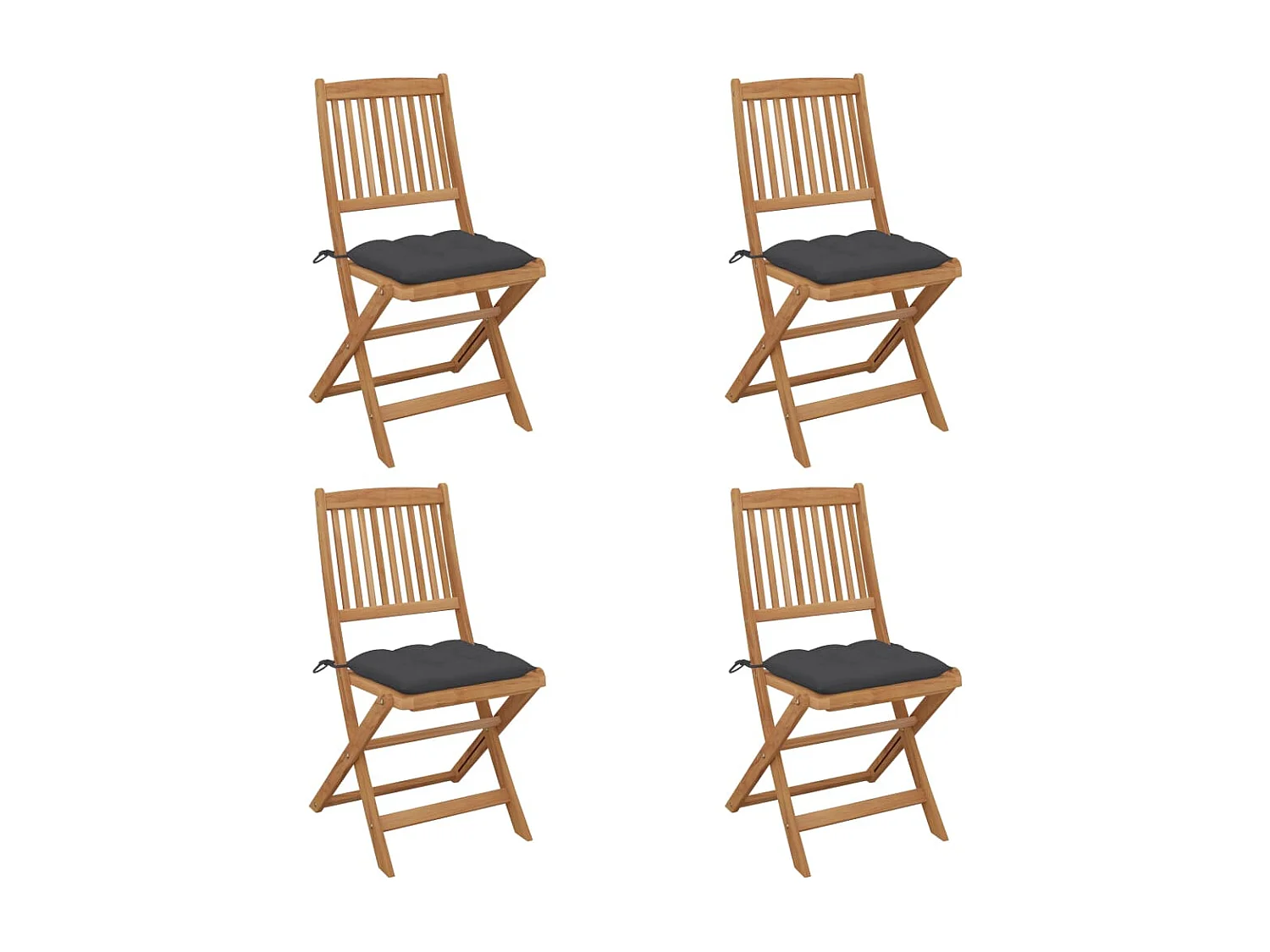 Chaises pliables de jardin lot de 4 avec coussins Bois d'acacia