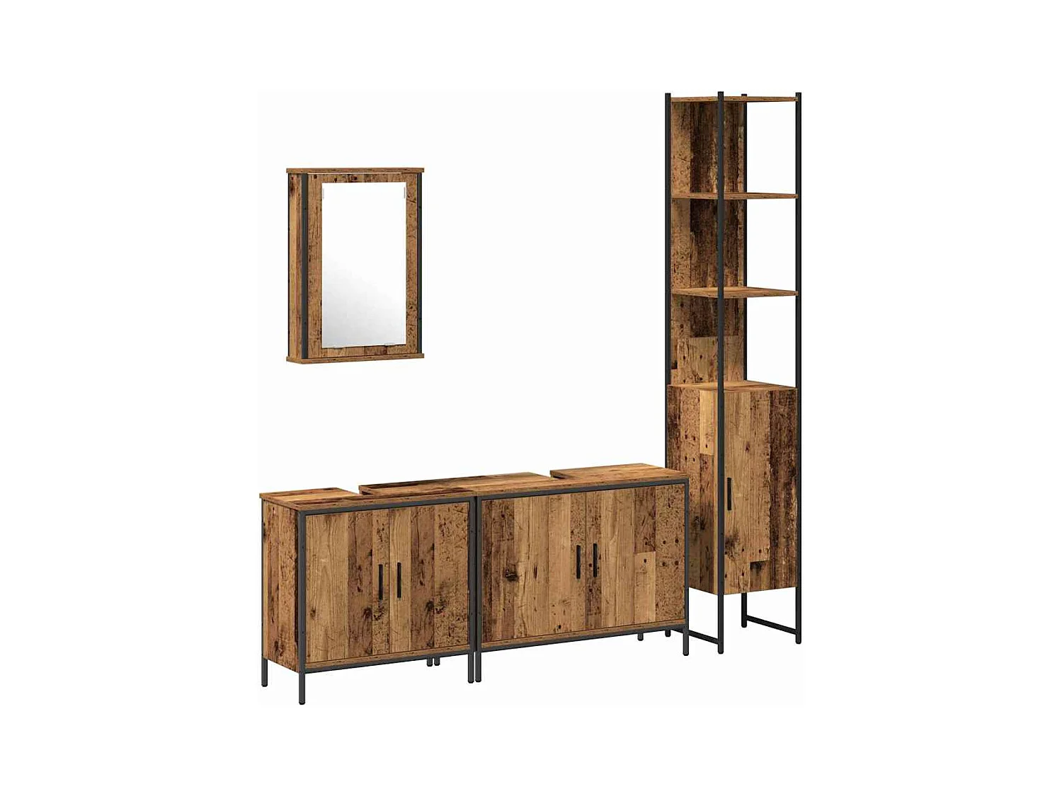 Ensemble de mobilier de salle de bain avec étagère 4 pcs Marron