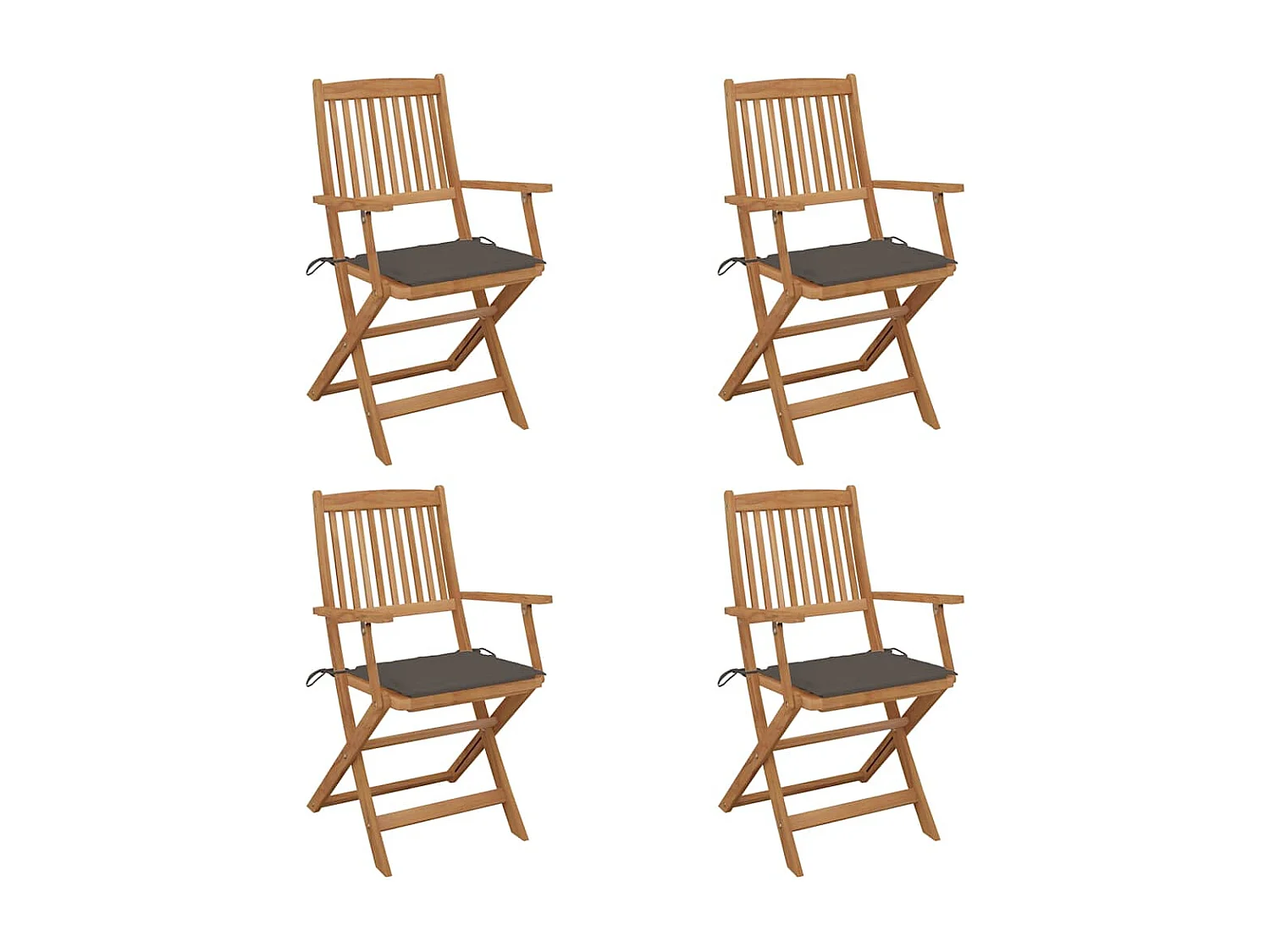Set van 4 opvouwbare tuinstoelen met kussens Acaciahout