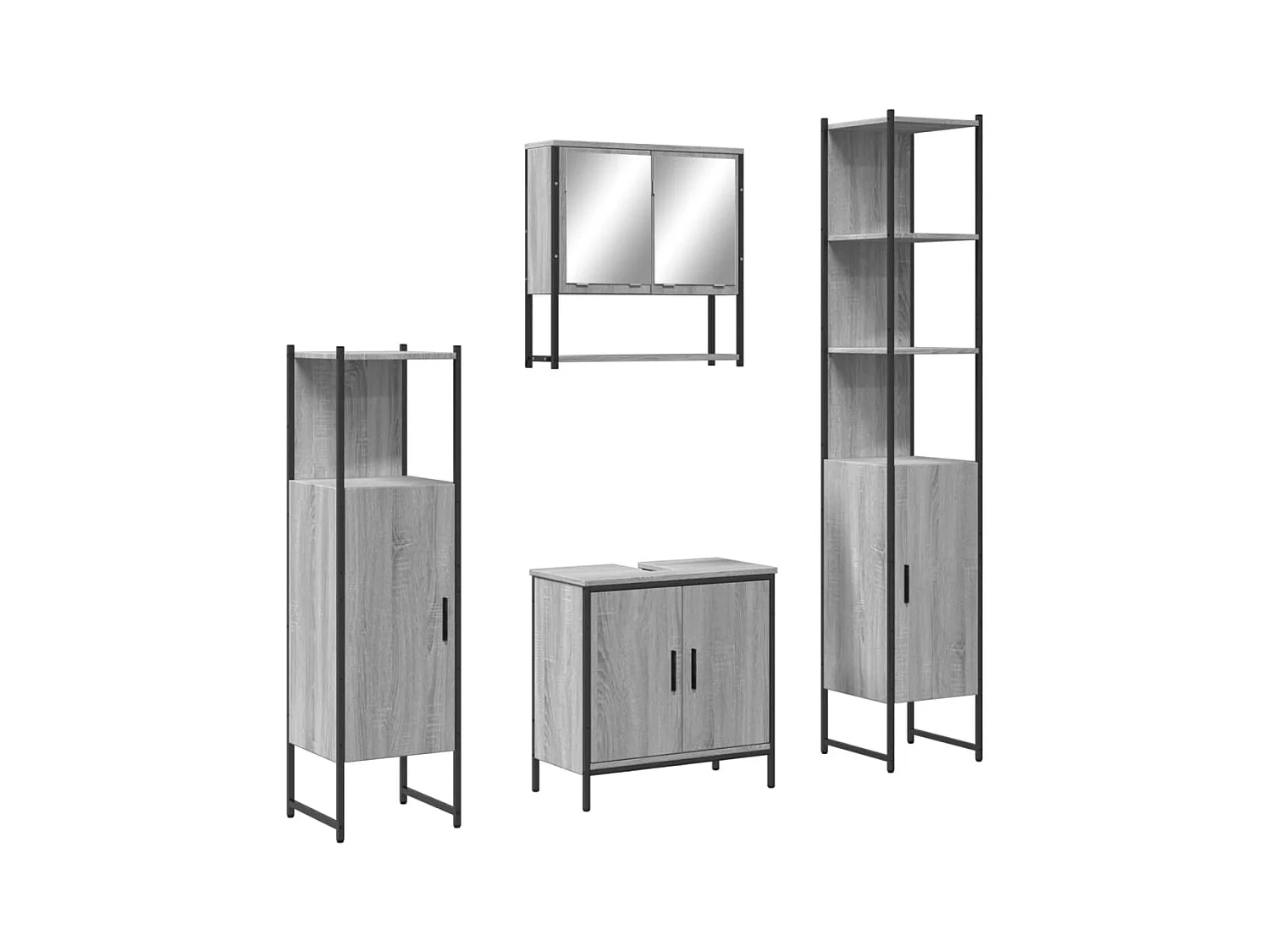Ensemble de meubles de salle de bain 4 pcs Sonoma gris