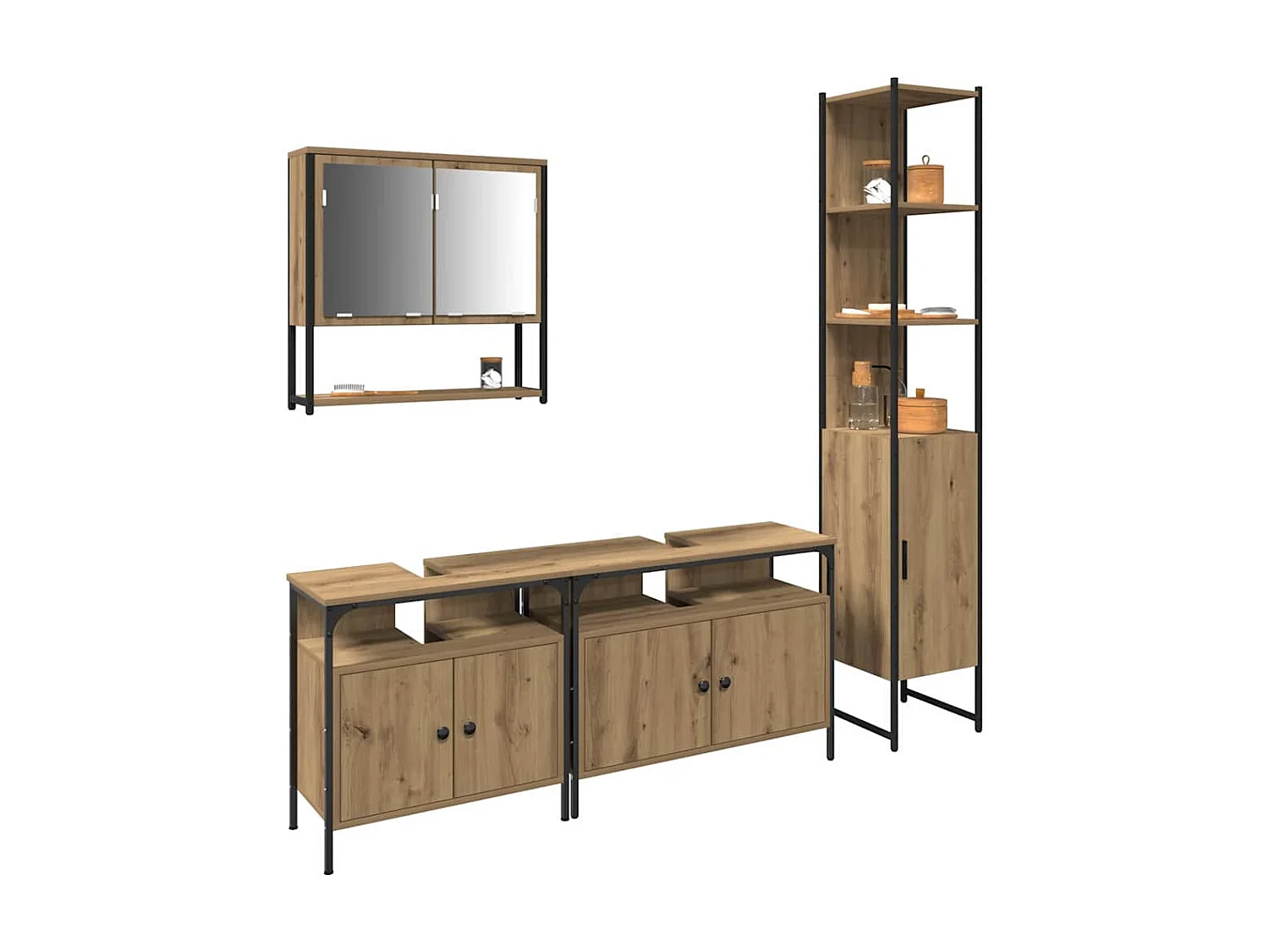 Ensemble de mobilier de salle de bain 4 pcs chêne artisanal