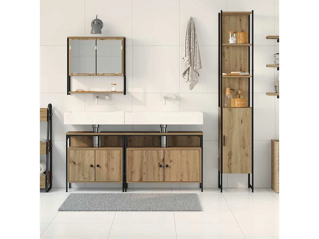 Ensemble de mobilier de salle de bain 4 pcs chêne artisanal