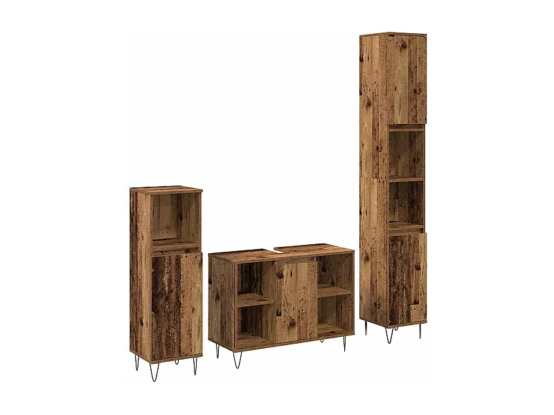 Ensemble de meubles pour salle de bain 3 pcs Bois Ancien