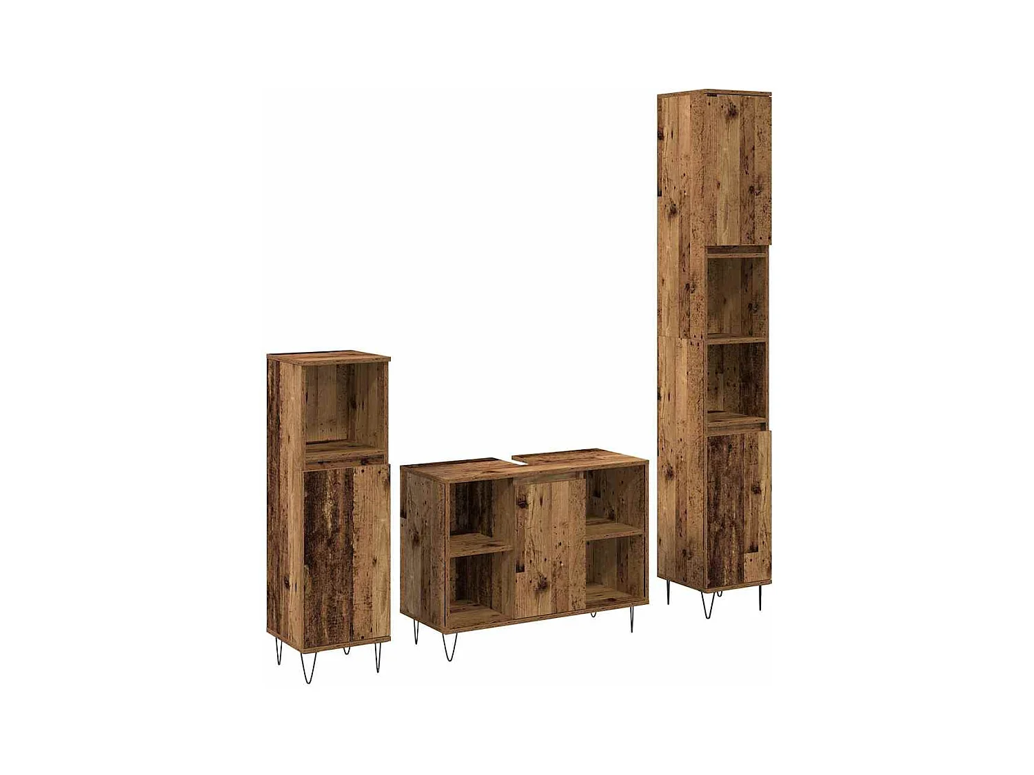 Ensemble de meubles pour salle de bain 3 pcs Bois Ancien