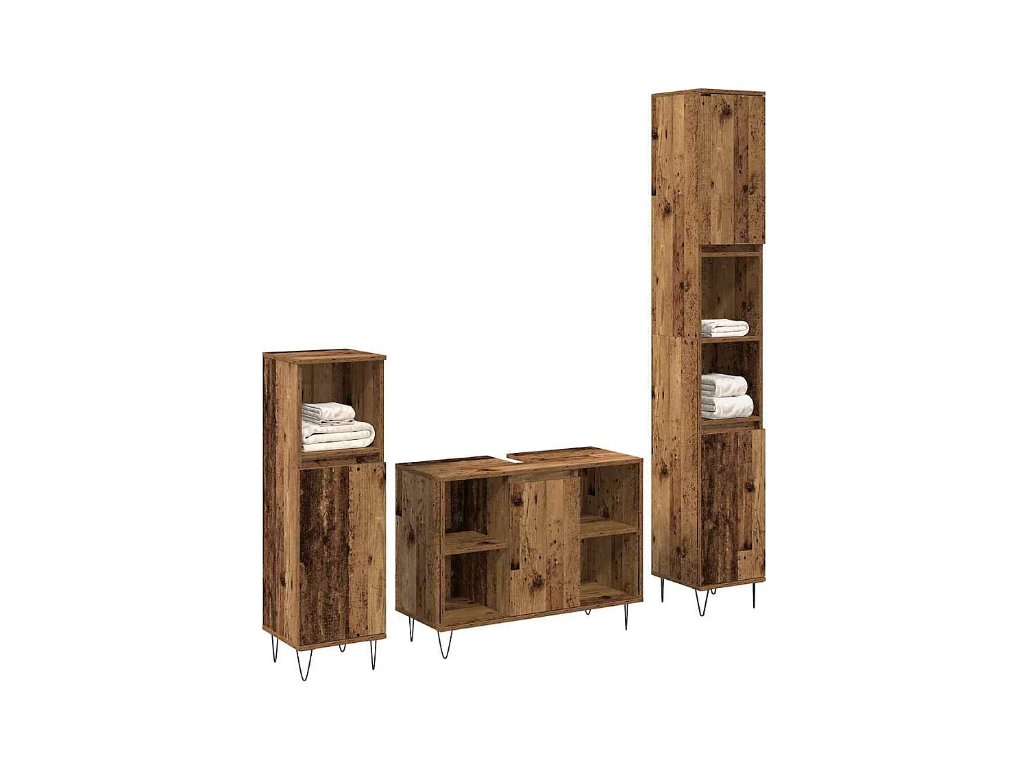 Ensemble de meubles pour salle de bain 3 pcs Bois Ancien