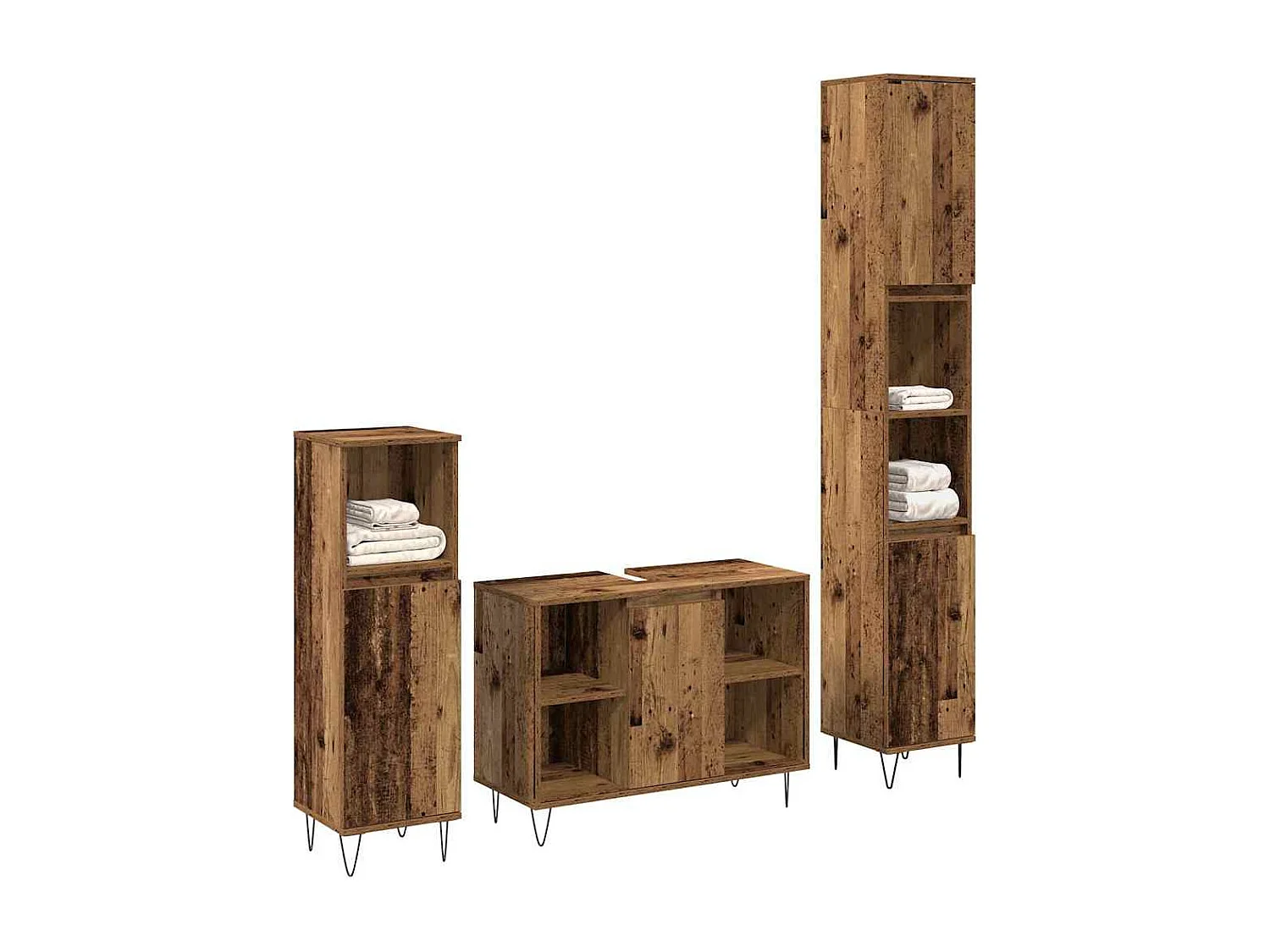 Ensemble de meubles pour salle de bain 3 pcs Bois Ancien