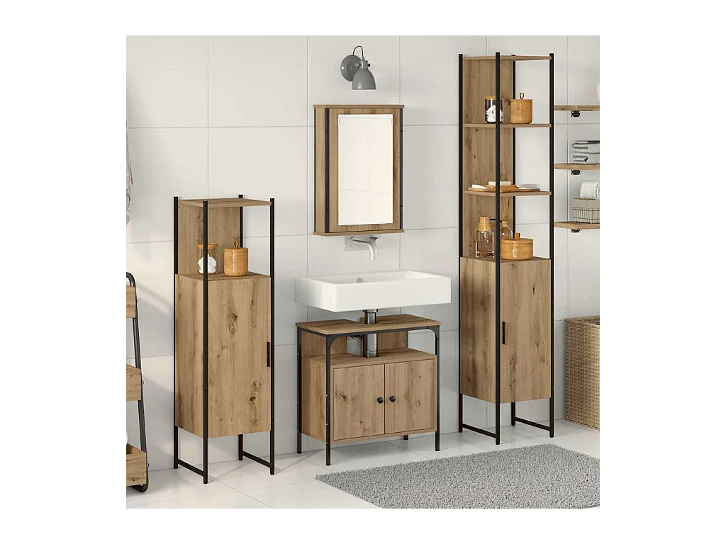 Ensemble de mobilier de salle de bain 4 pcs chêne artisanal