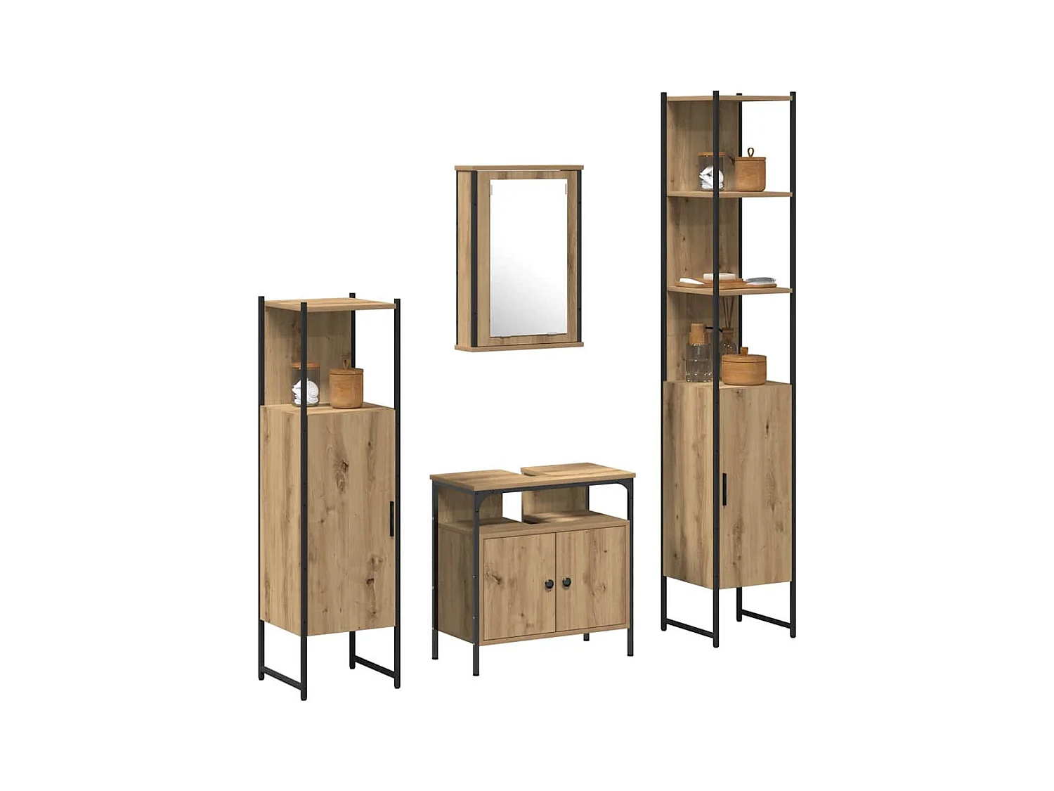 Ensemble de mobilier de salle de bain 4 pcs chêne artisanal