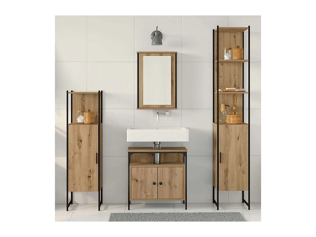 Ensemble de mobilier de salle de bain 4 pcs chêne artisanal
