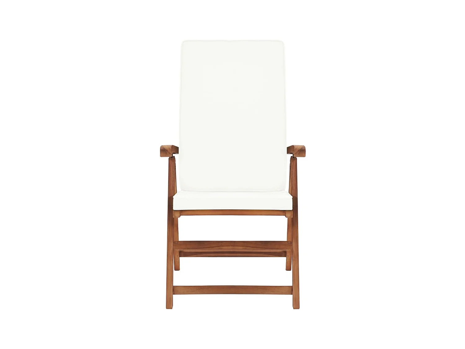 Chaises inclinables lot de 2 avec coussins Teck solide Crème