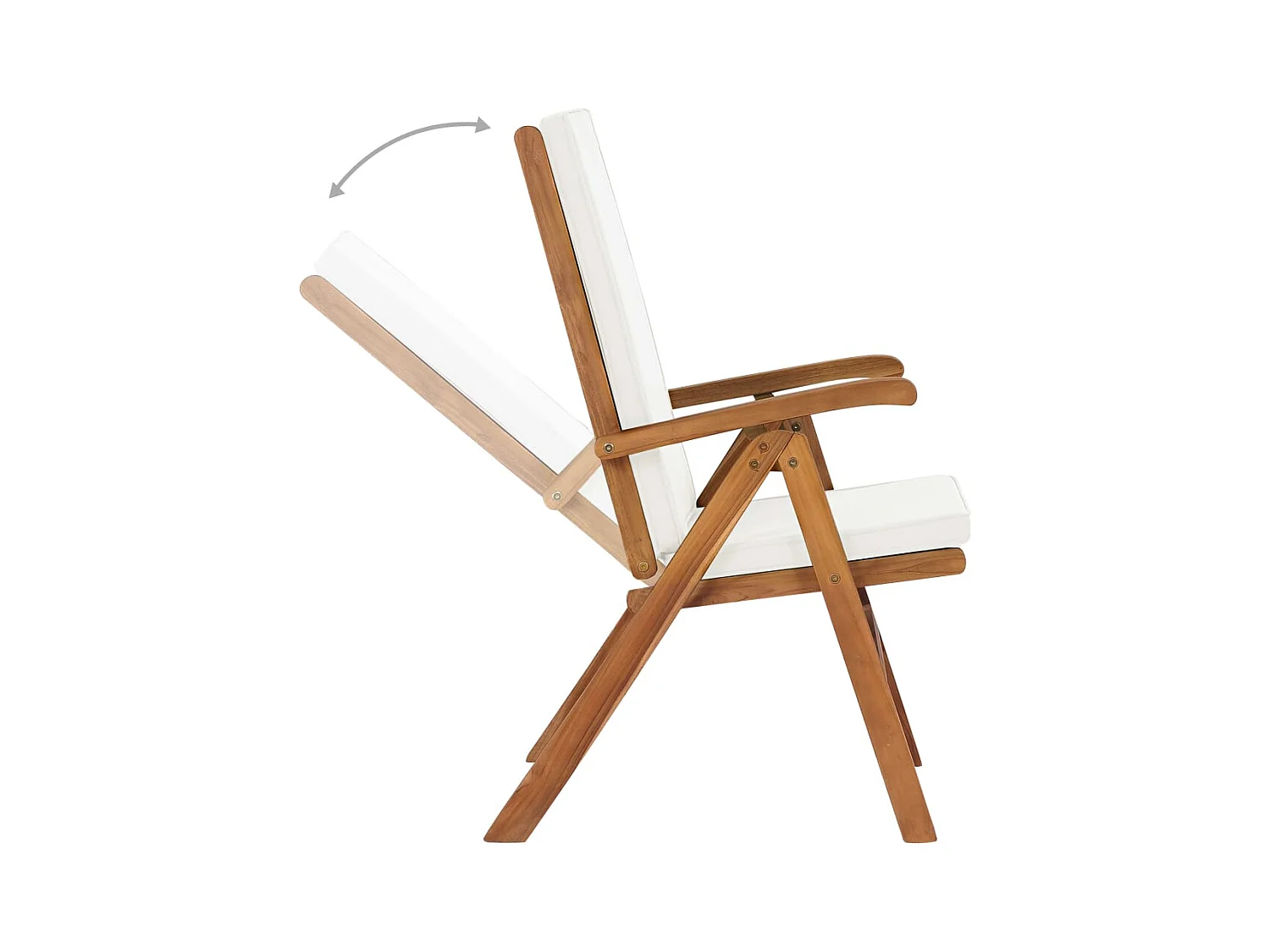 Chaises inclinables lot de 2 avec coussins Teck solide Crème