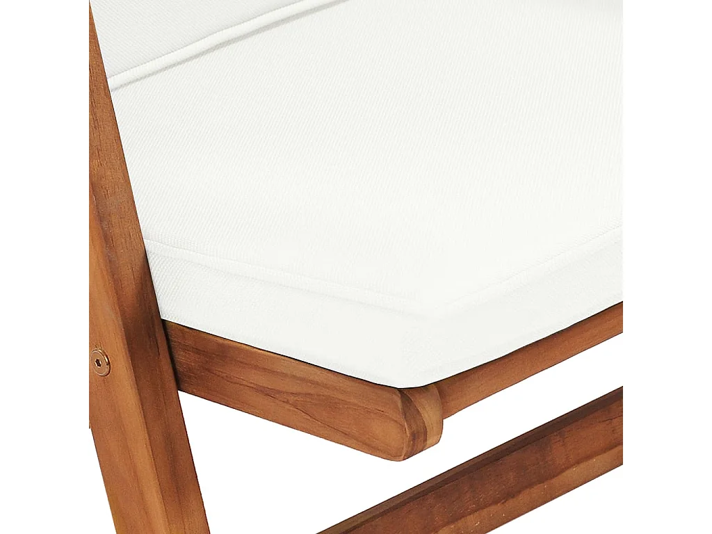 Chaises inclinables lot de 2 avec coussins Teck solide Crème