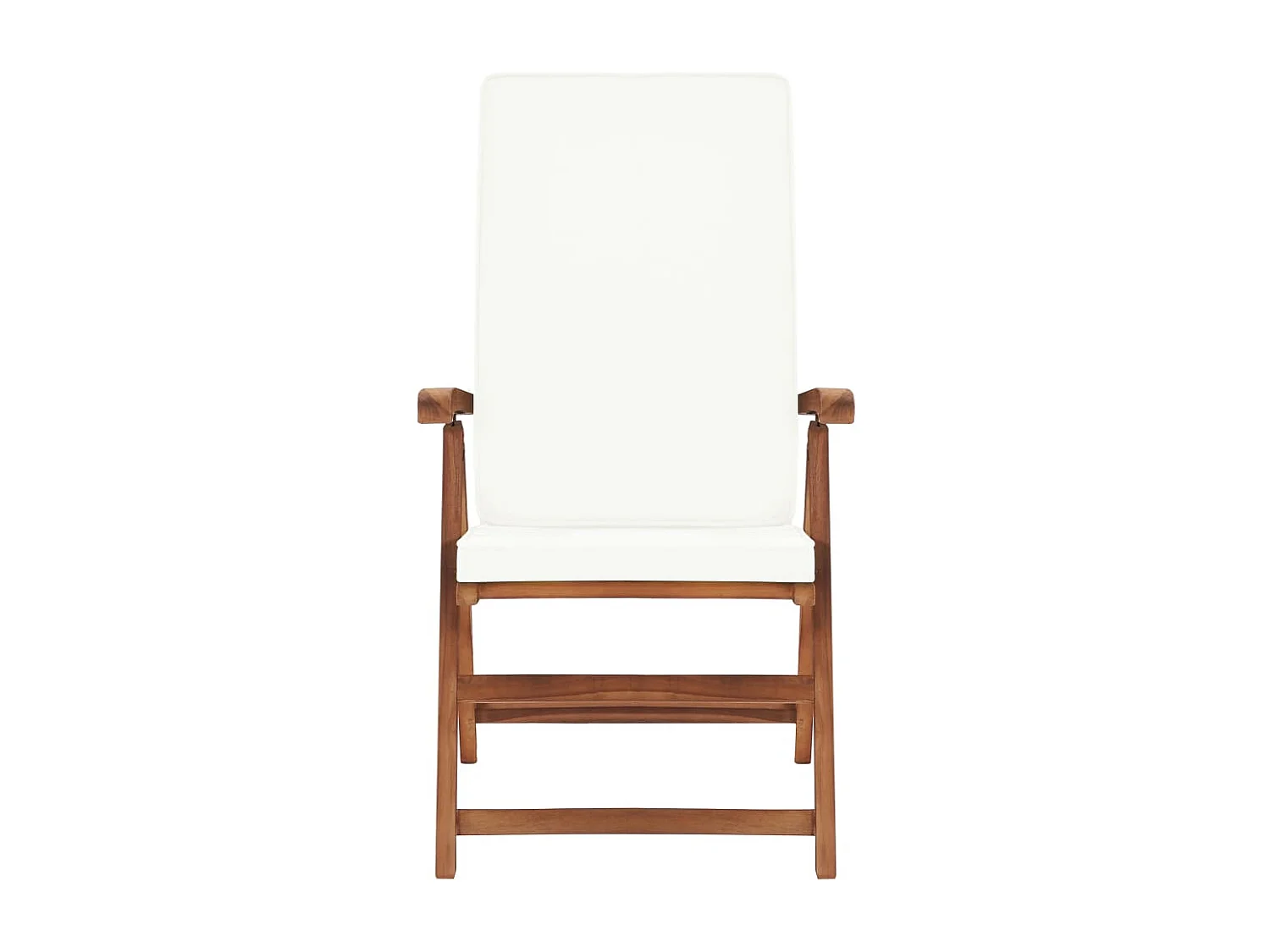 Chaises inclinables lot de 2 avec coussins Teck solide Crème