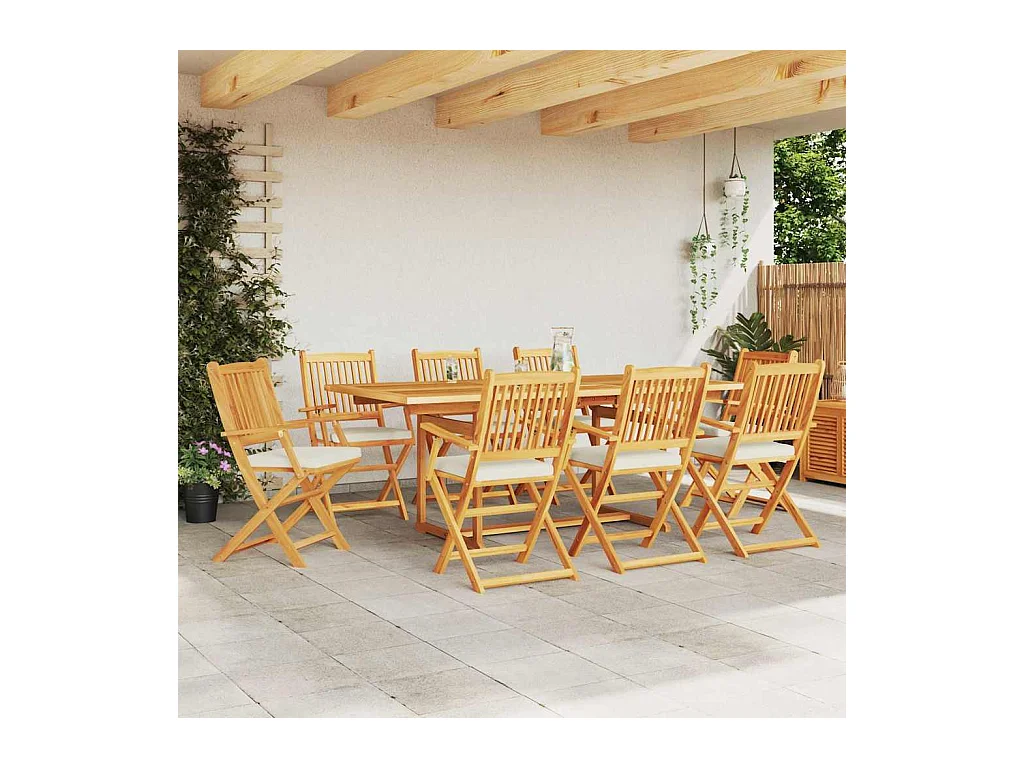 Chaise pliante avec coussin Pliant 8 pcs Blanc 49 x 57.5 x 92cm