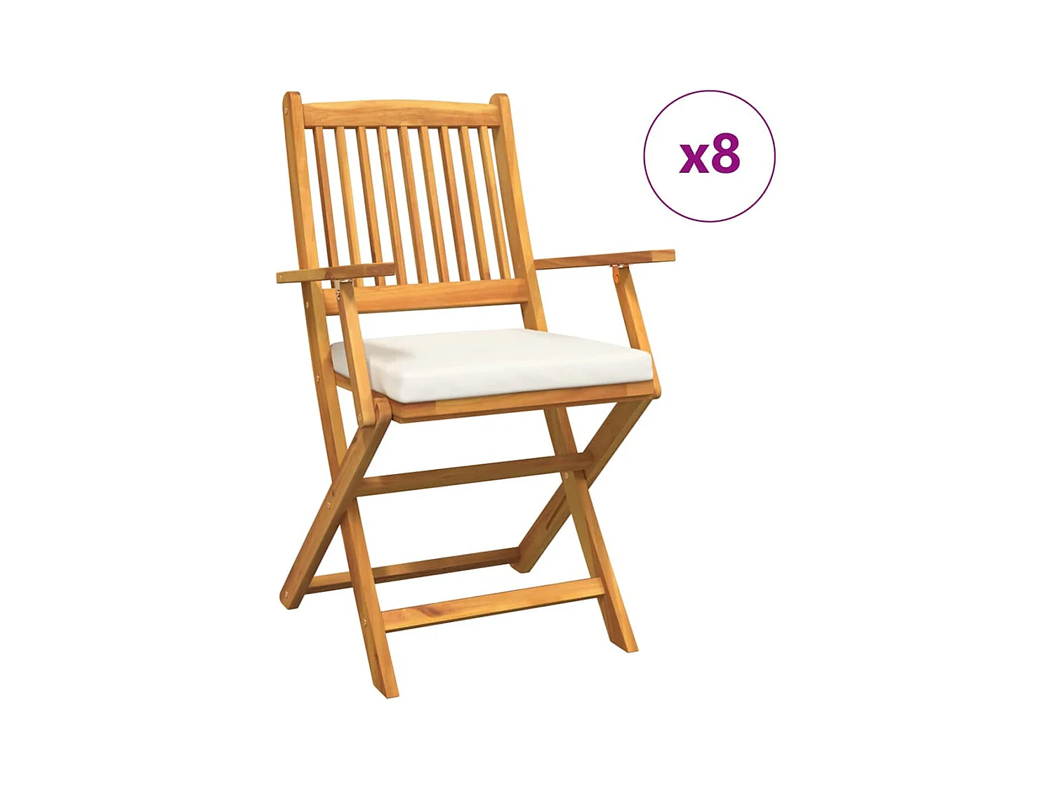 Opvouwbare stoel met kussen, opvouwbaar, 8 stuks, wit, 49 x 57,5 x 92 cm