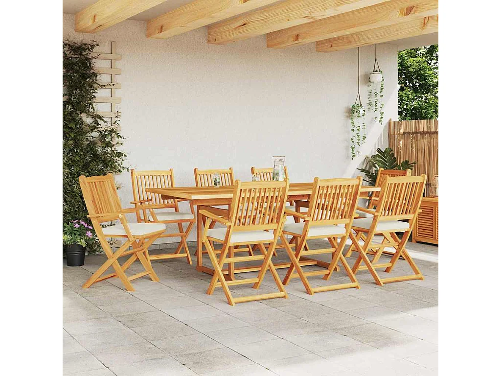 Chaise pliante avec coussin Pliant 8 pcs Blanc 49 x 57.5 x 92cm