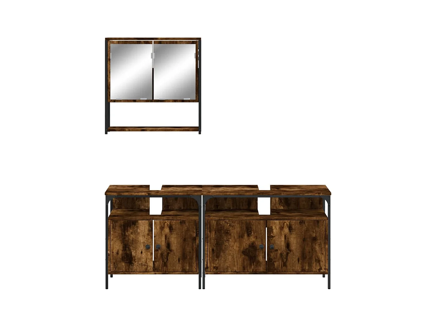 Ensemble de meubles de salle de bain 3 pcs Chêne fumé