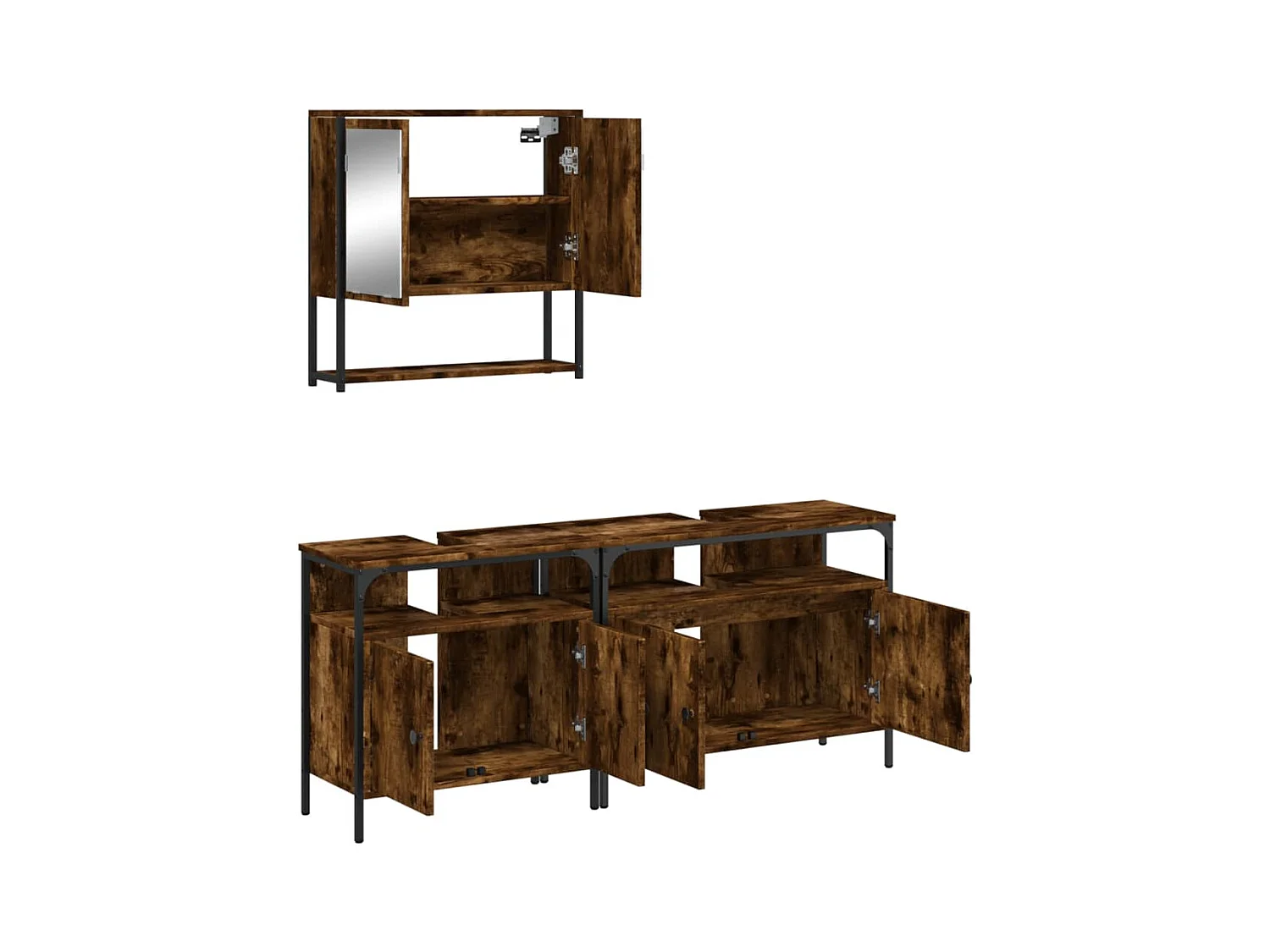 Ensemble de meubles de salle de bain 3 pcs Chêne fumé