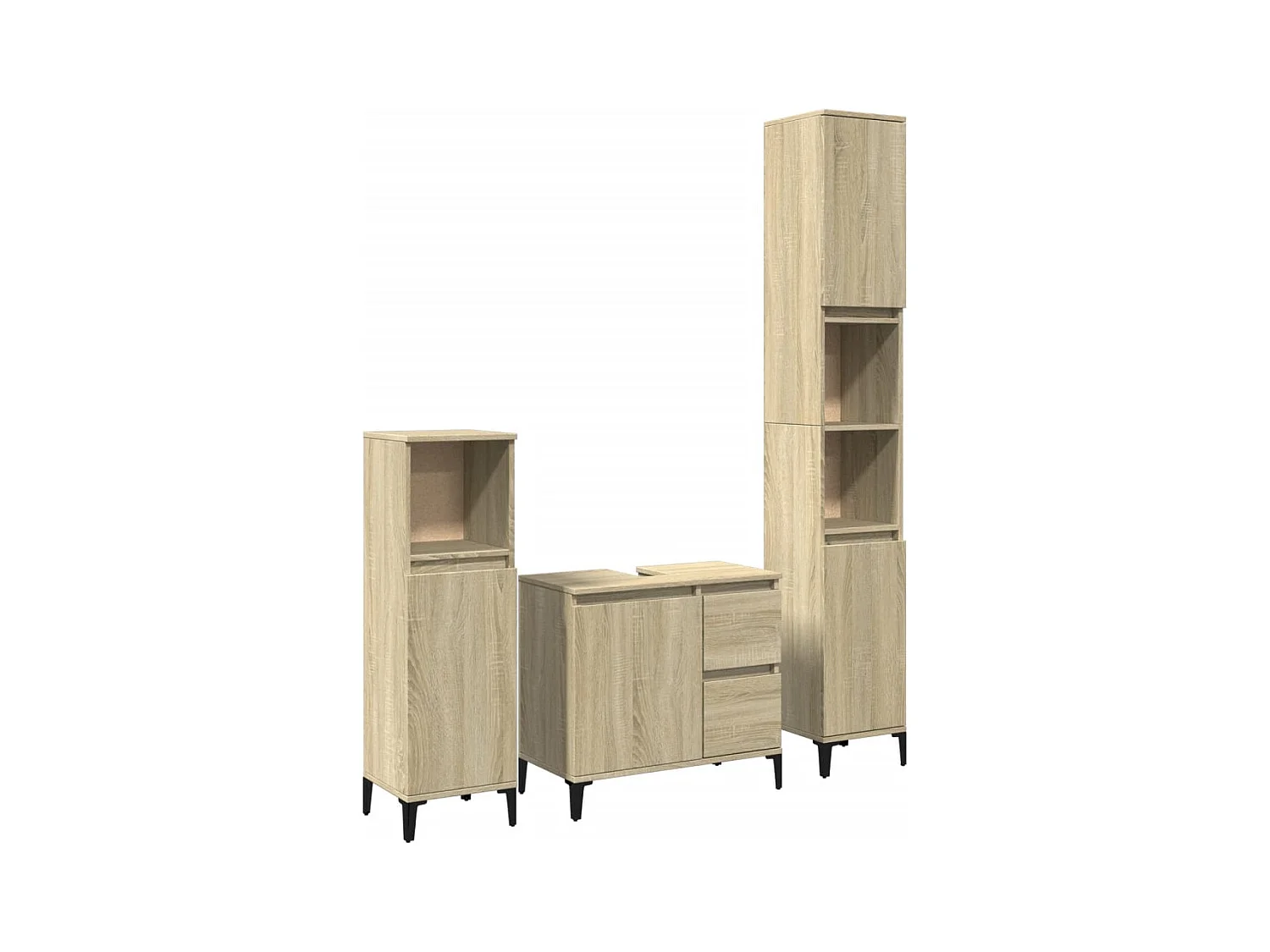 Conjunto de muebles de baño de 3 piezas roble sonoma