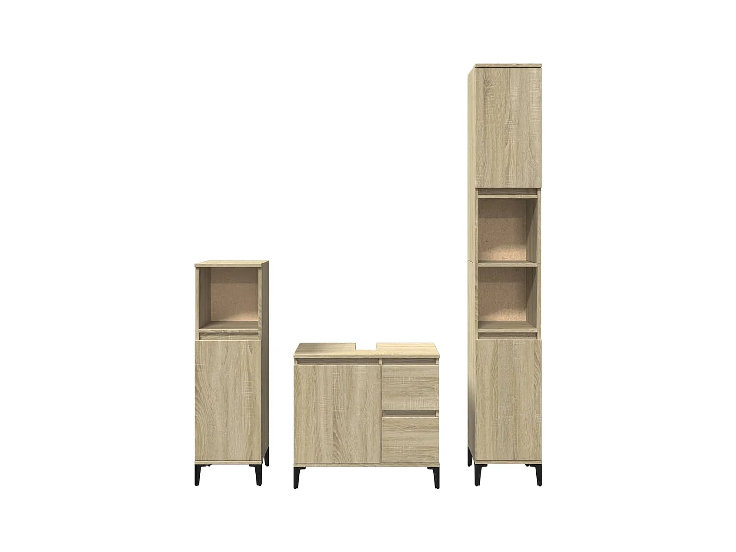 Conjunto de muebles de baño de 3 piezas roble sonoma
