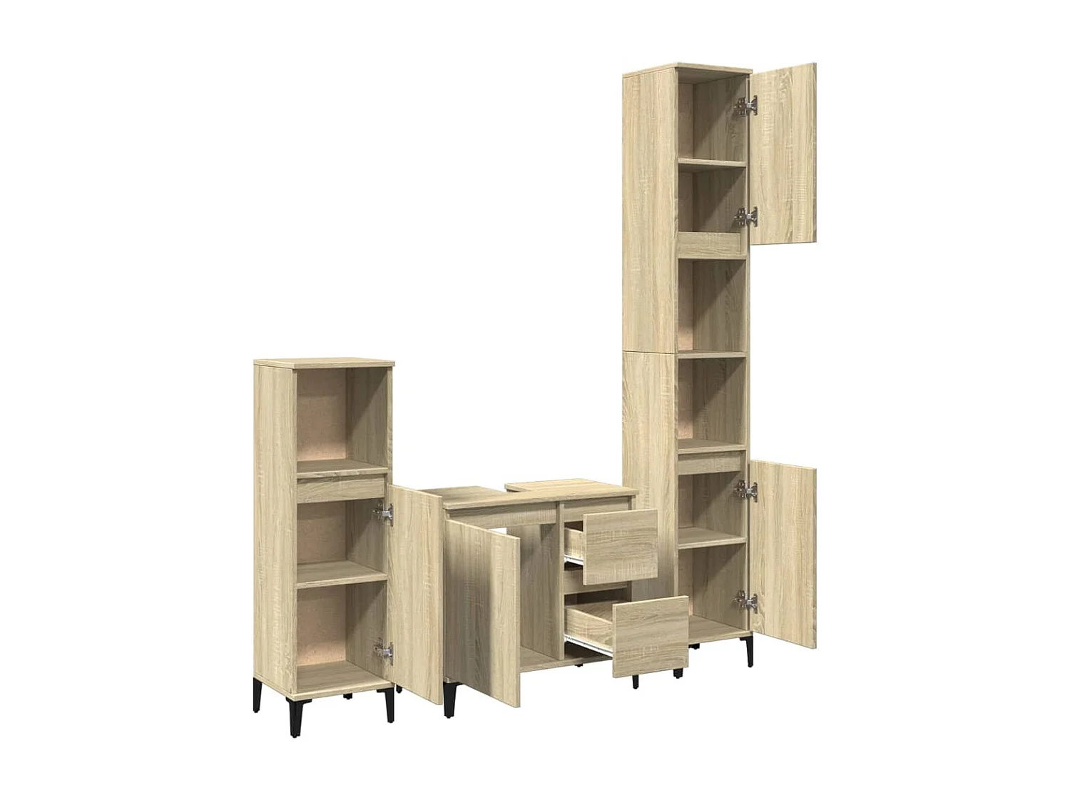 Conjunto de muebles de baño de 3 piezas roble sonoma