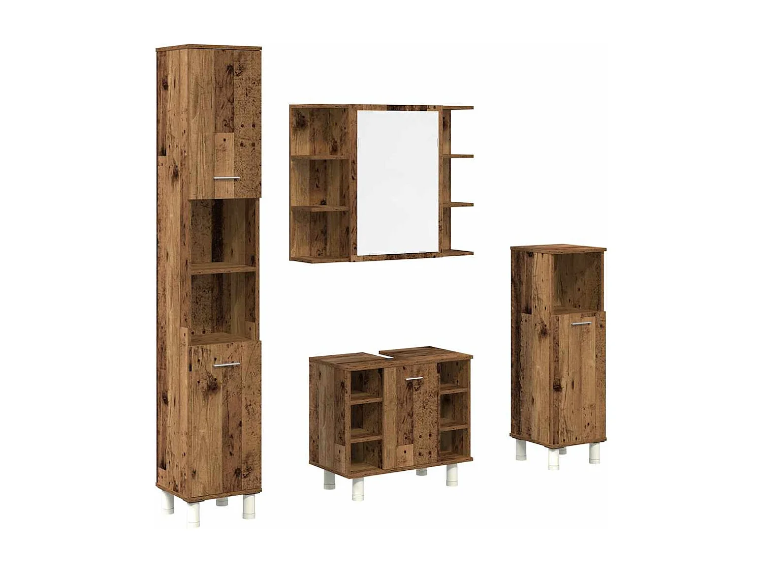 Set di mobili da bagno in legno ingegnerizzato da 4 pezzi