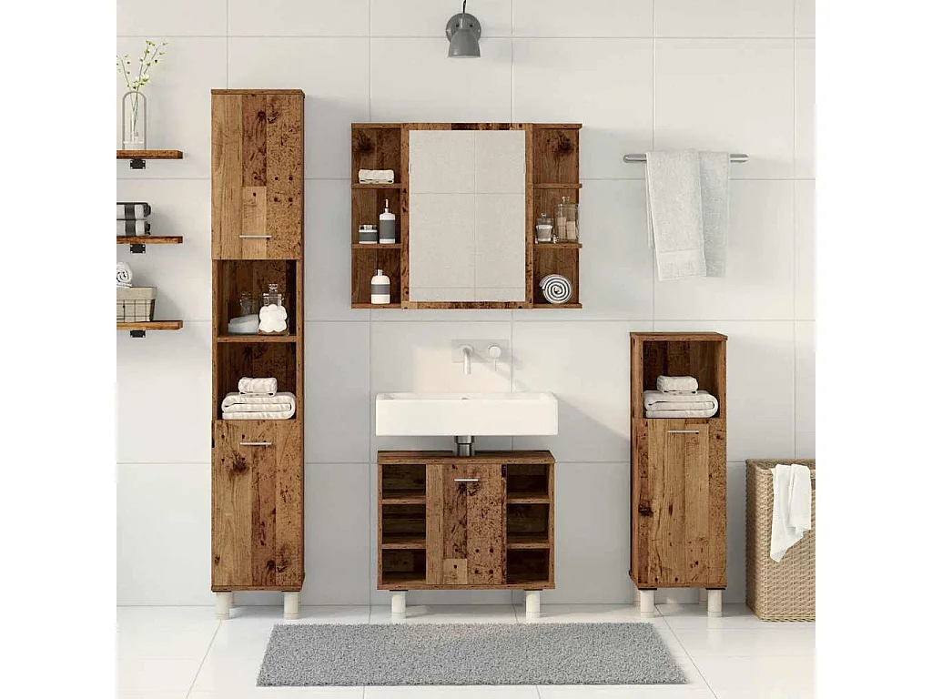 Set di mobili da bagno in legno ingegnerizzato da 4 pezzi
